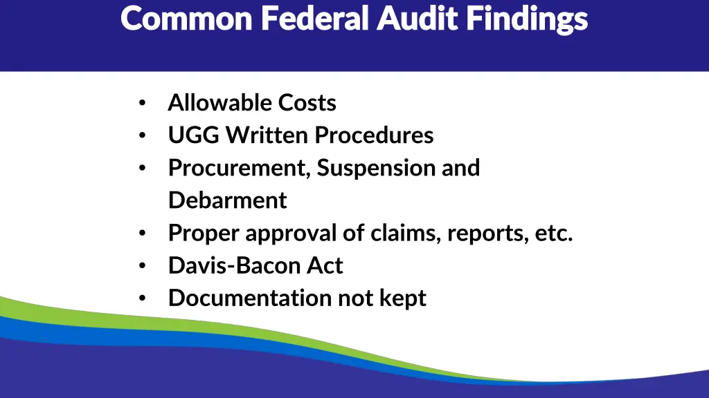 common federal audit findings common federal