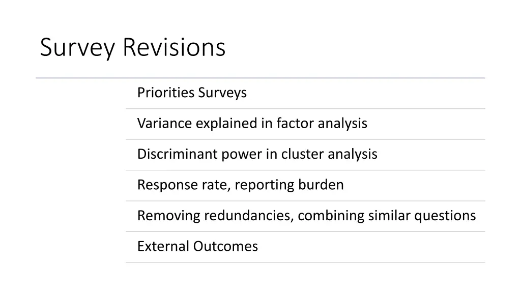 survey revisions