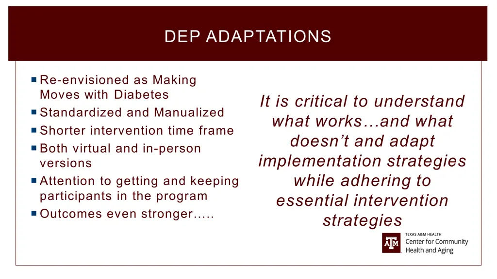 dep adaptations