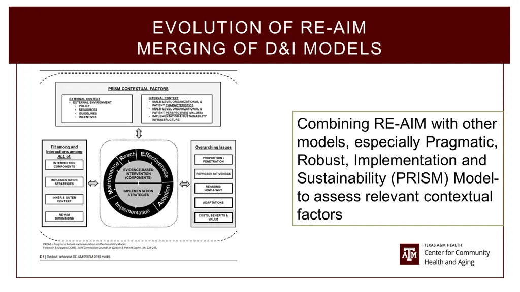 evolution of re aim merging of d i models