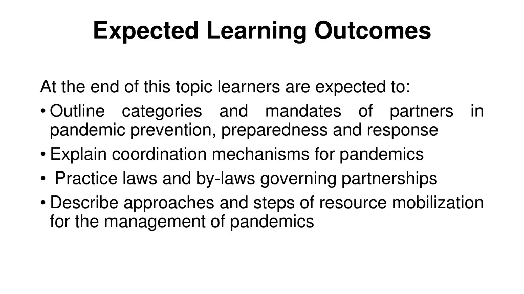 expected learning outcomes