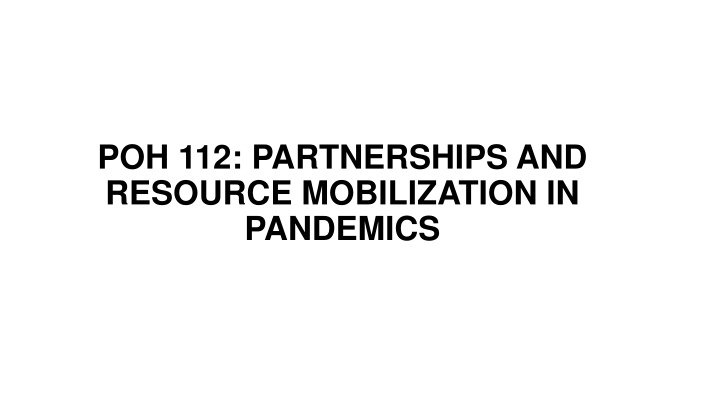 poh 112 partnerships and resource mobilization