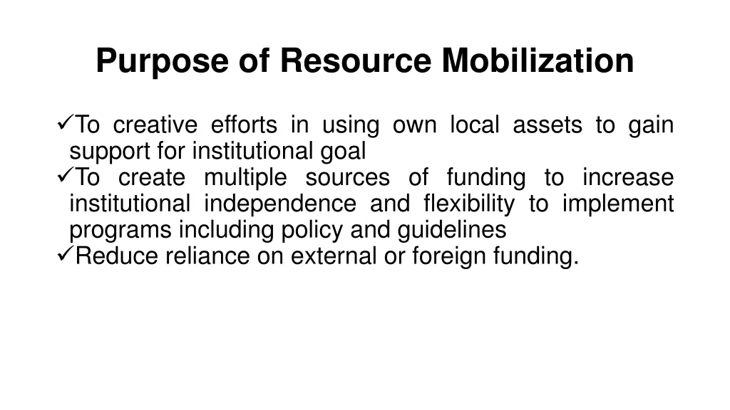 purpose of resource mobilization