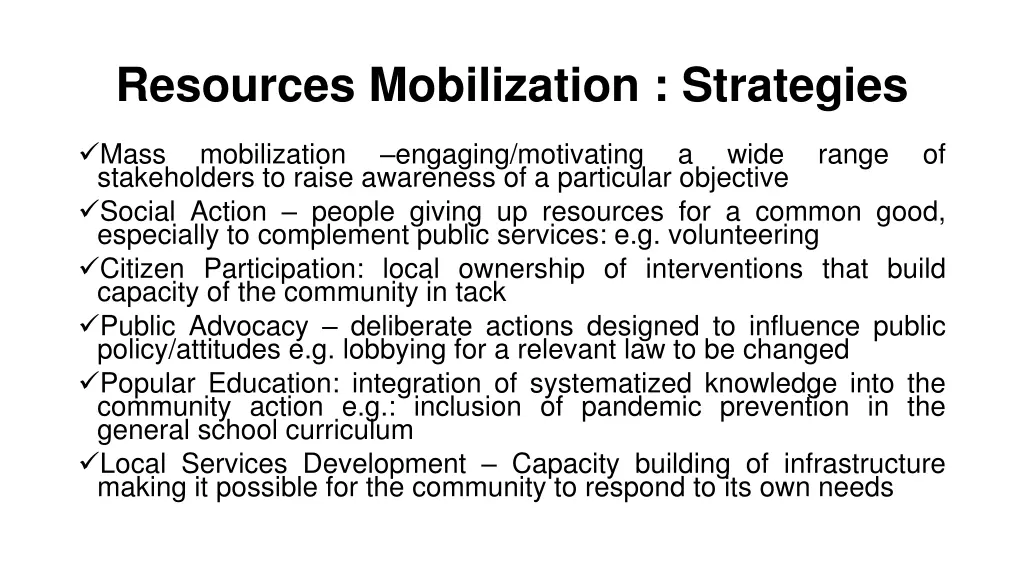 resources mobilization strategies