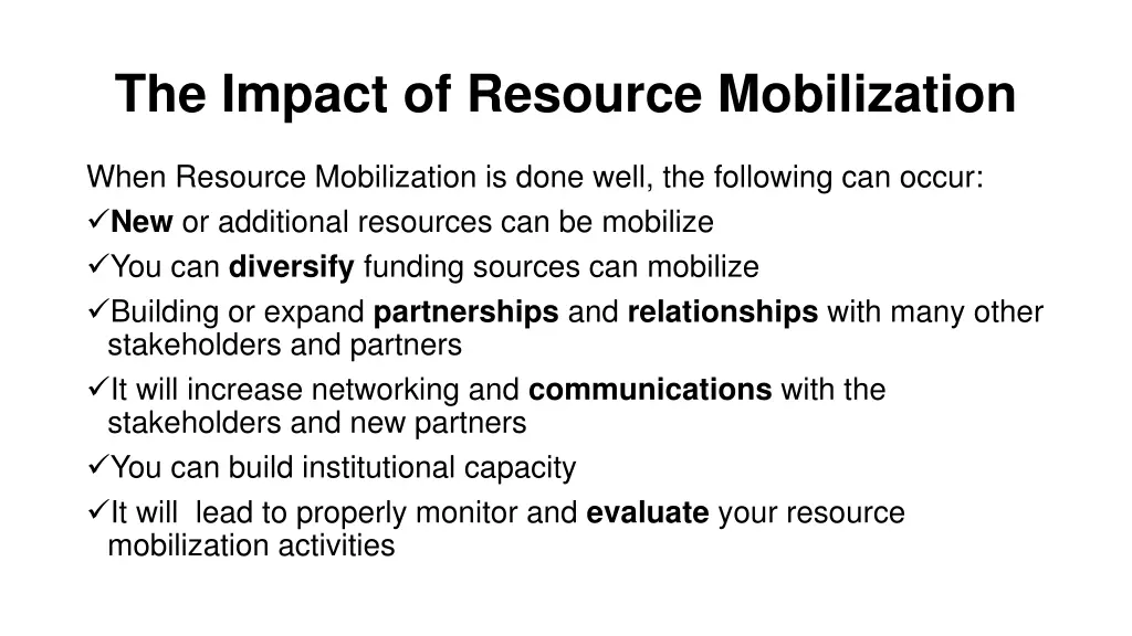 the impact of resource mobilization