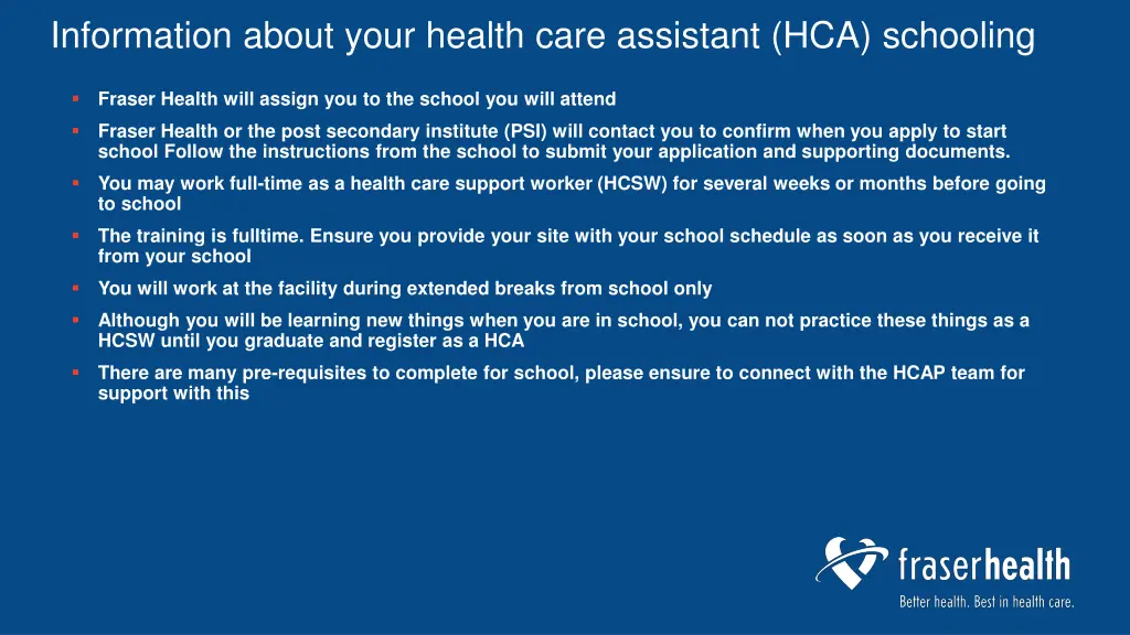 information about your health care assistant