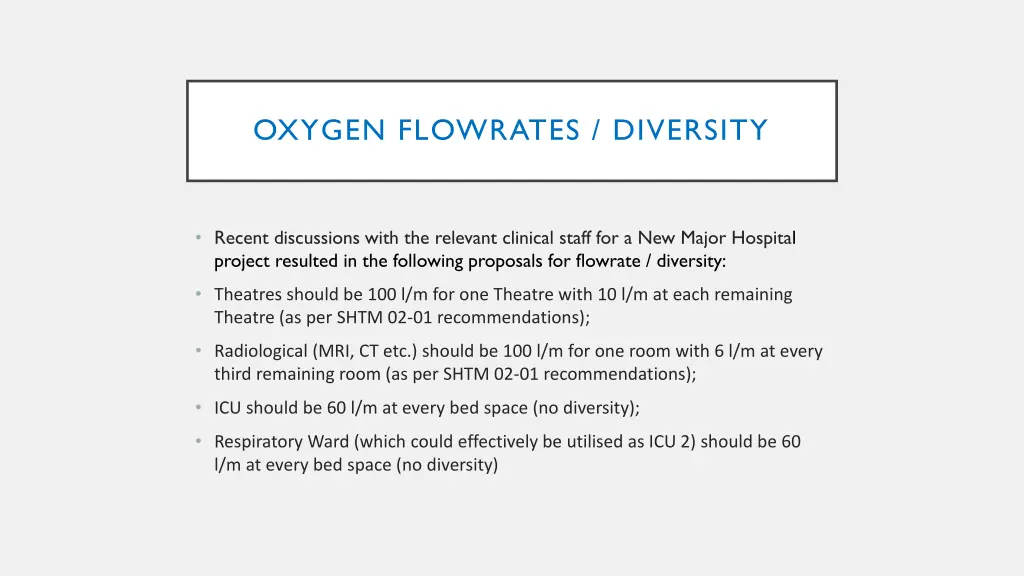 oxygen flowrates diversity 2
