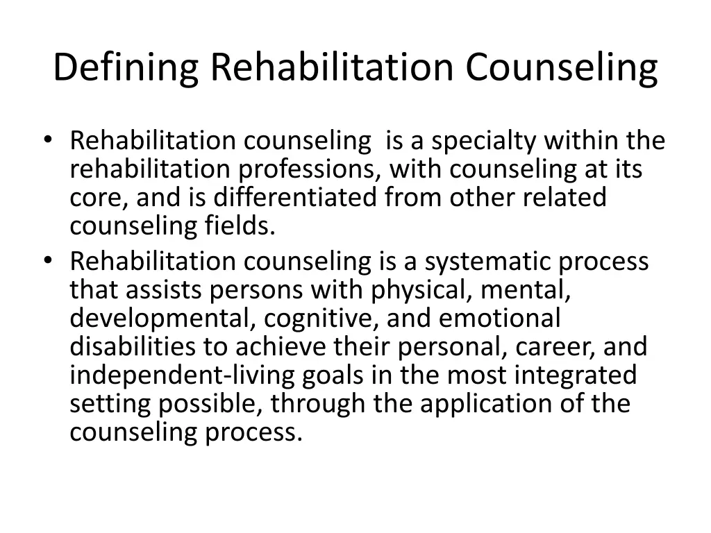defining rehabilitation counseling