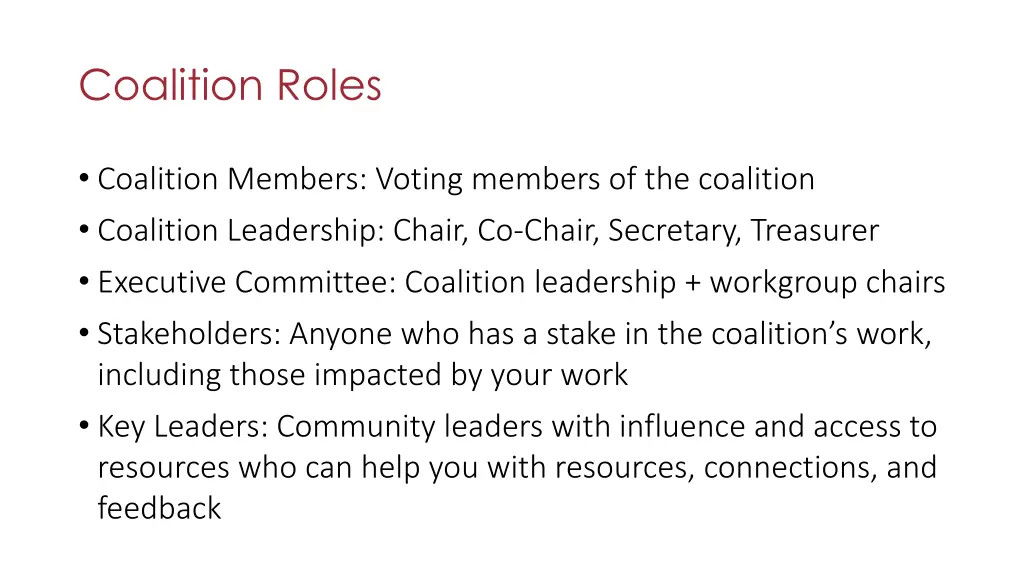 coalition roles