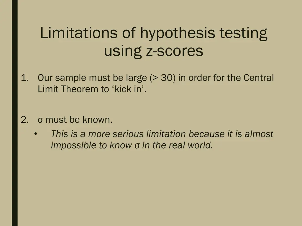 limitations of hypothesis testing using z scores