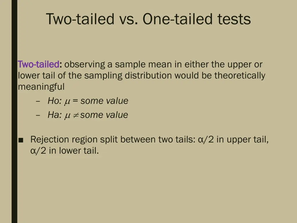 two tailed vs one tailed tests