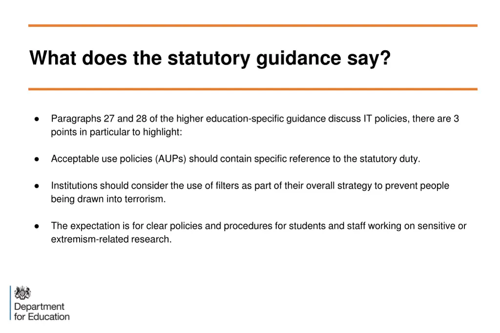 what does the statutory guidance say