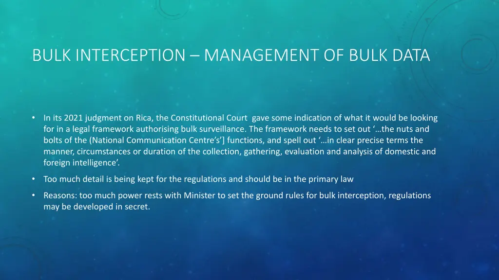 bulk interception management of bulk data