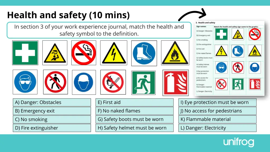 health and safety 10 mins in section 3 of your