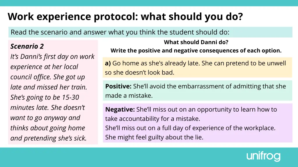 work experience protocol what should you do 2