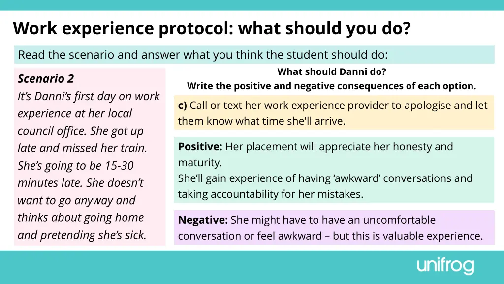 work experience protocol what should you do 4