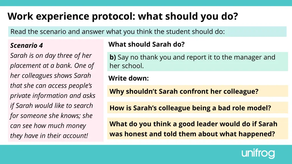 work experience protocol what should you do 9