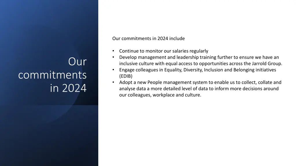 our commitments in 2024 include