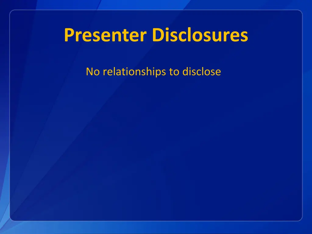 presenter disclosures