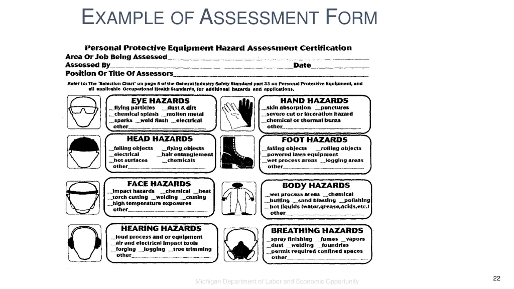 e xample of a ssessment f orm