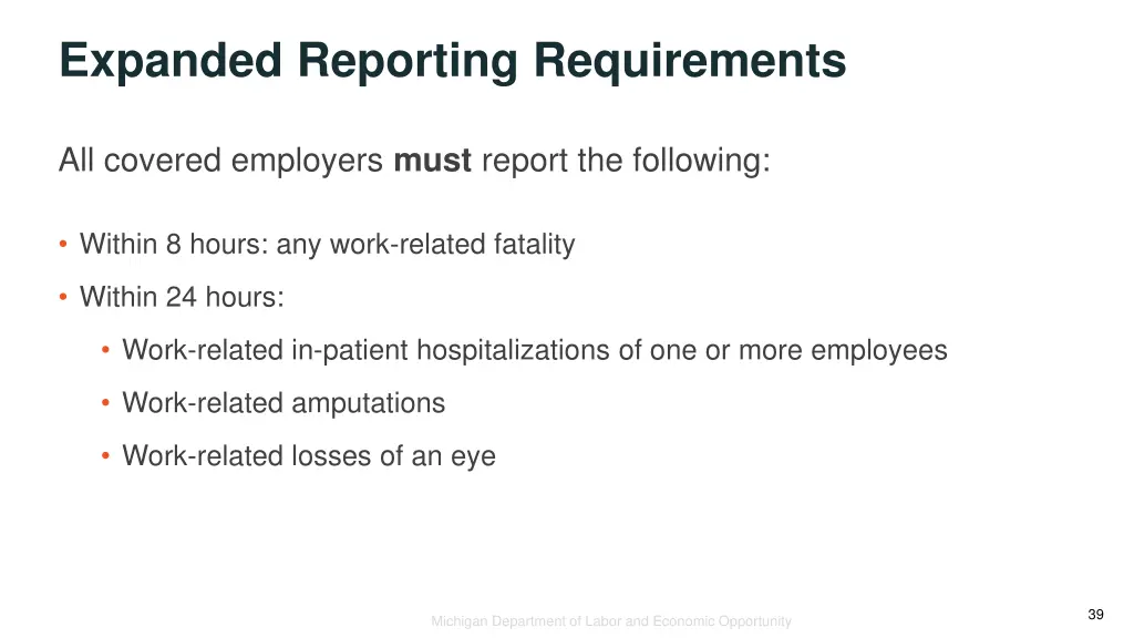 expanded reporting requirements