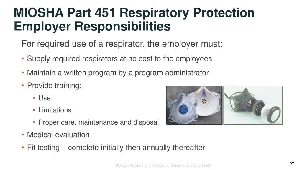 miosha part 451 respiratory protection employer