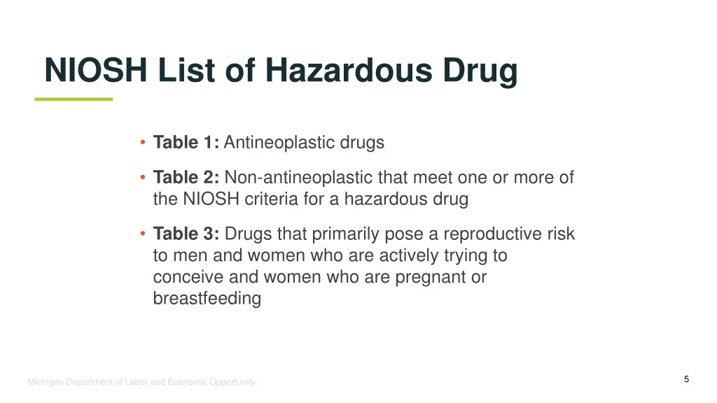 niosh list of hazardous drug