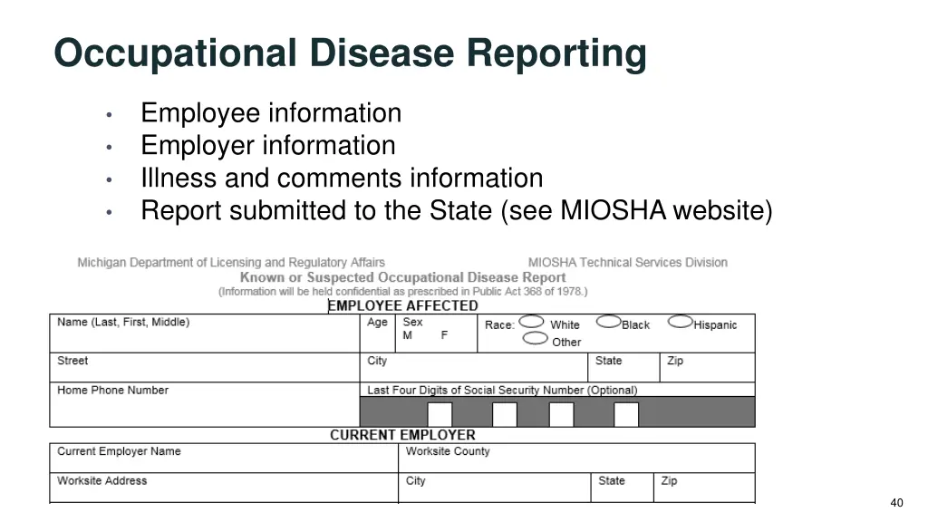 occupational disease reporting