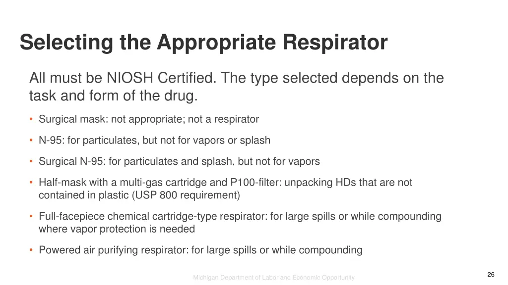 selecting the appropriate respirator