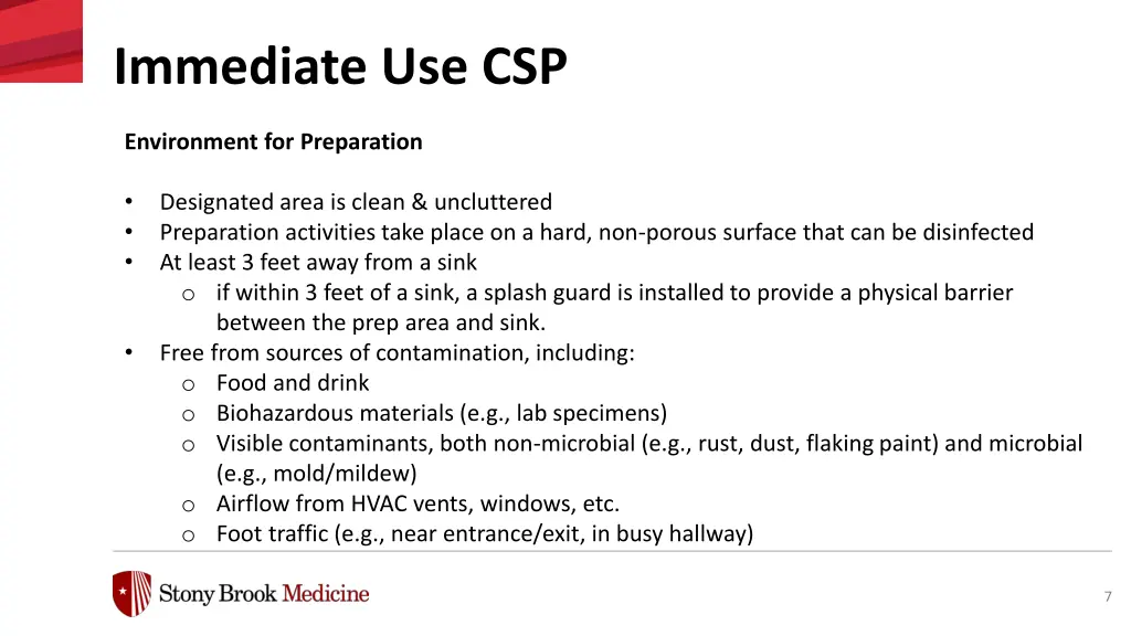 immediate use csp 3