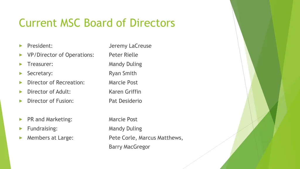 current msc board of directors