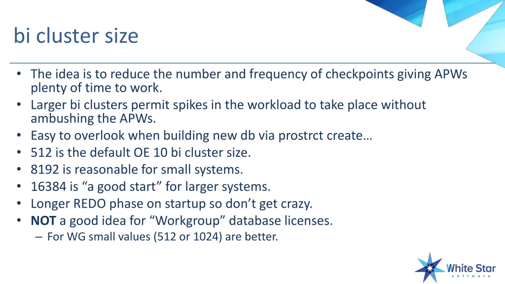 bi cluster size