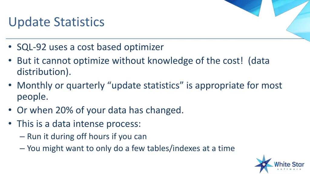 update statistics