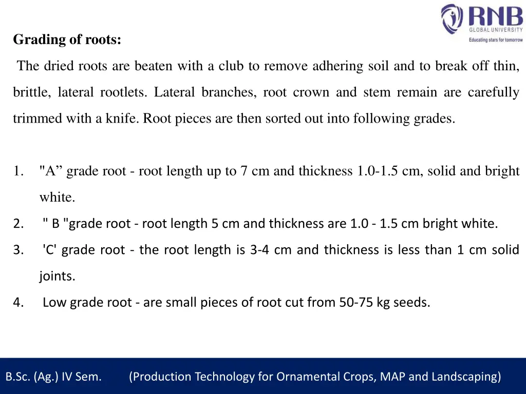 grading of roots