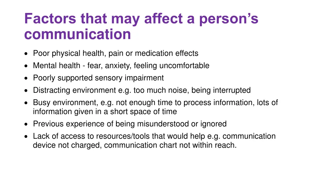 factors that may affect a person s communication