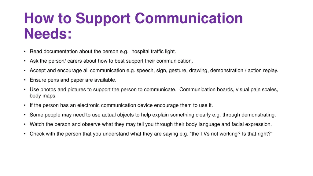 how to support communication needs