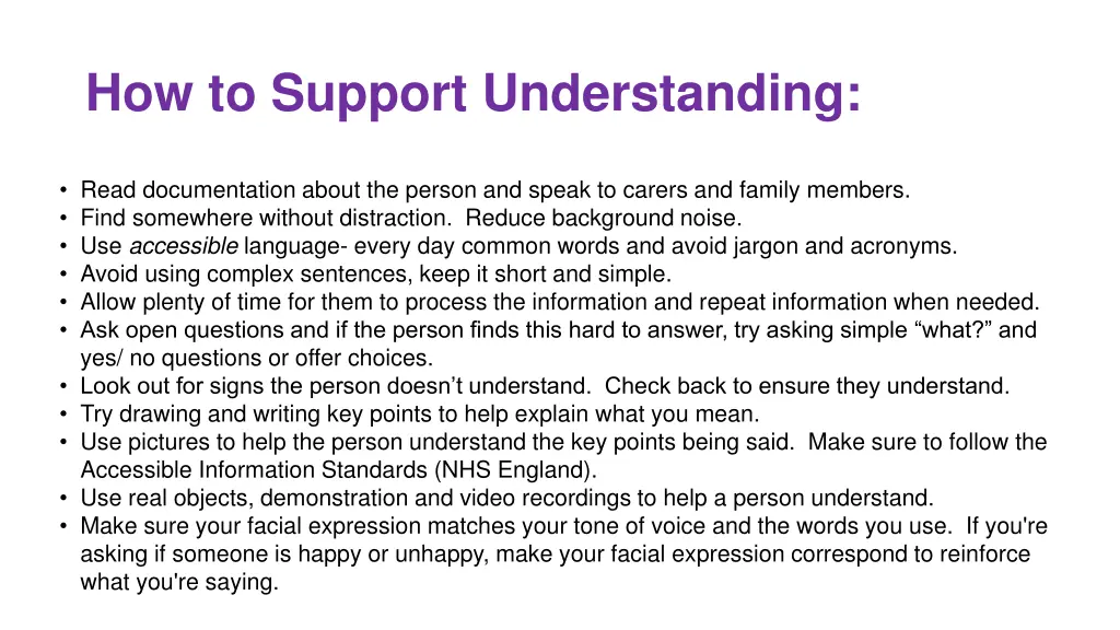 how to support understanding