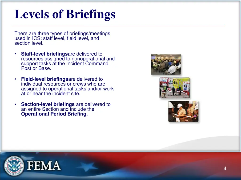 levels of briefings