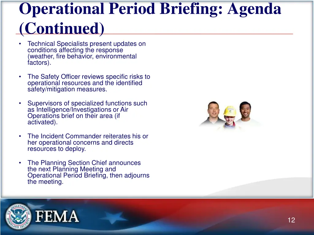 operational period briefing agenda continued