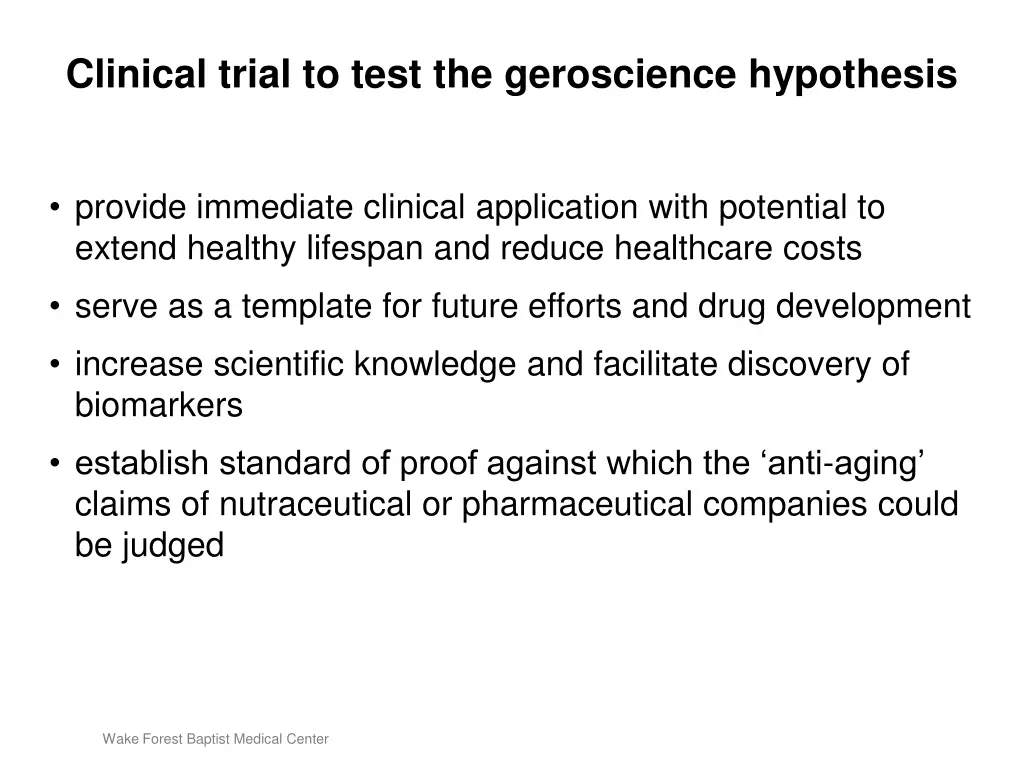 clinical trial to test the geroscience hypothesis