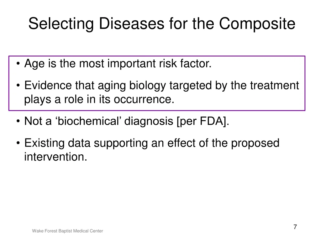 selecting diseases for the composite