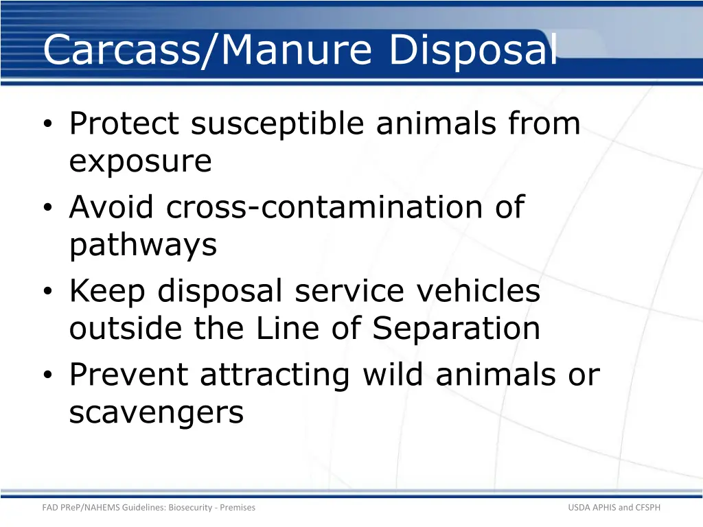 carcass manure disposal