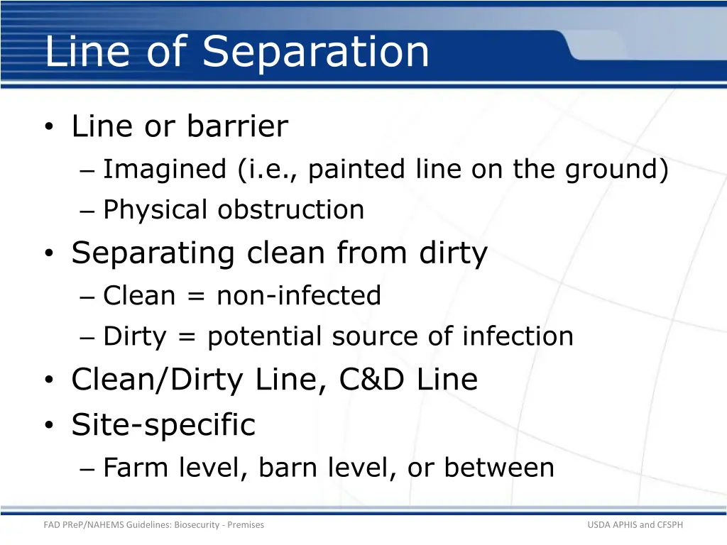 line of separation