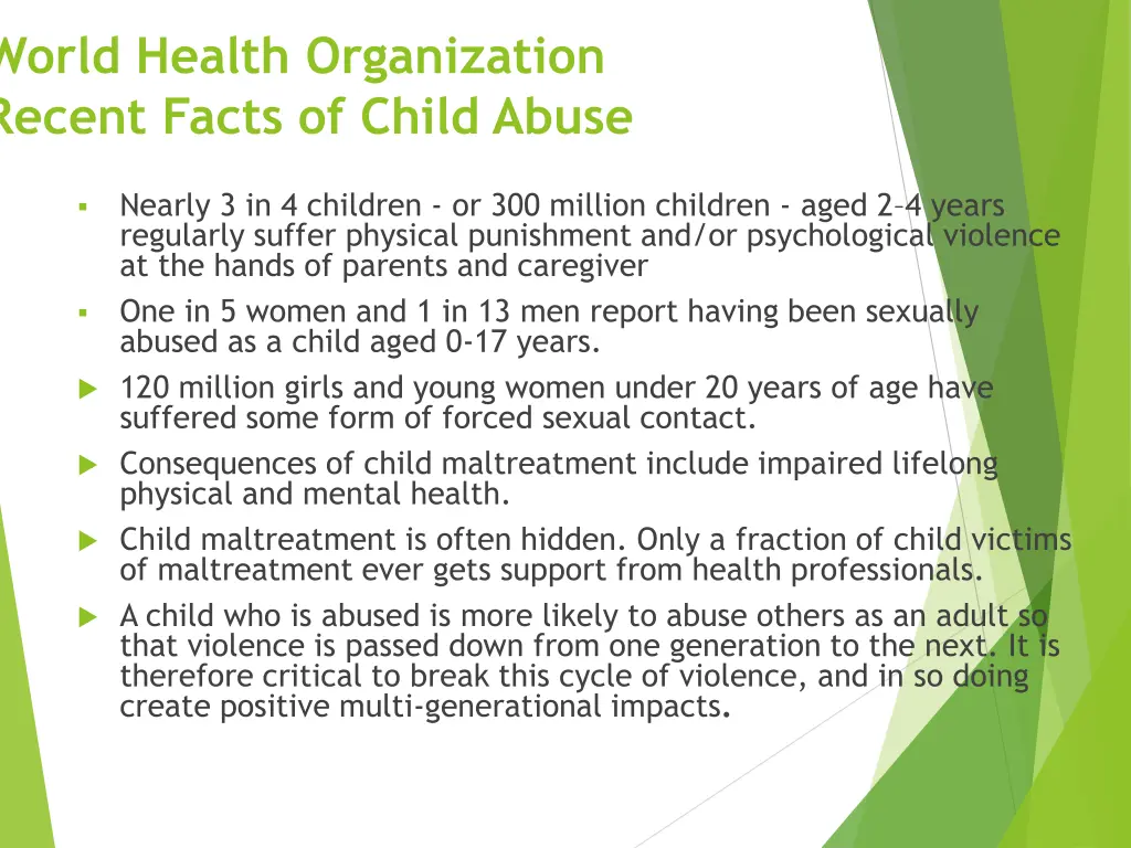 world health organization recent facts of child