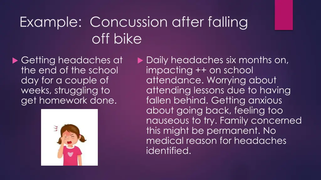 example concussion after falling off bike