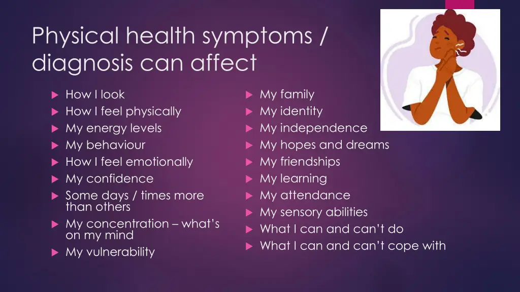 physical health symptoms diagnosis can affect