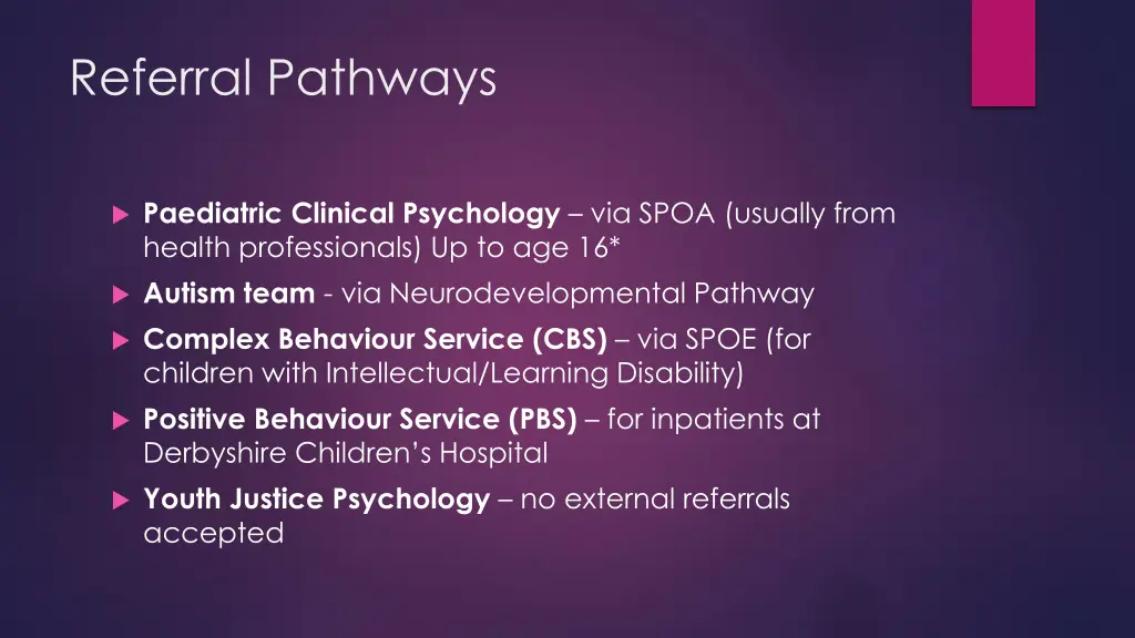 referral pathways