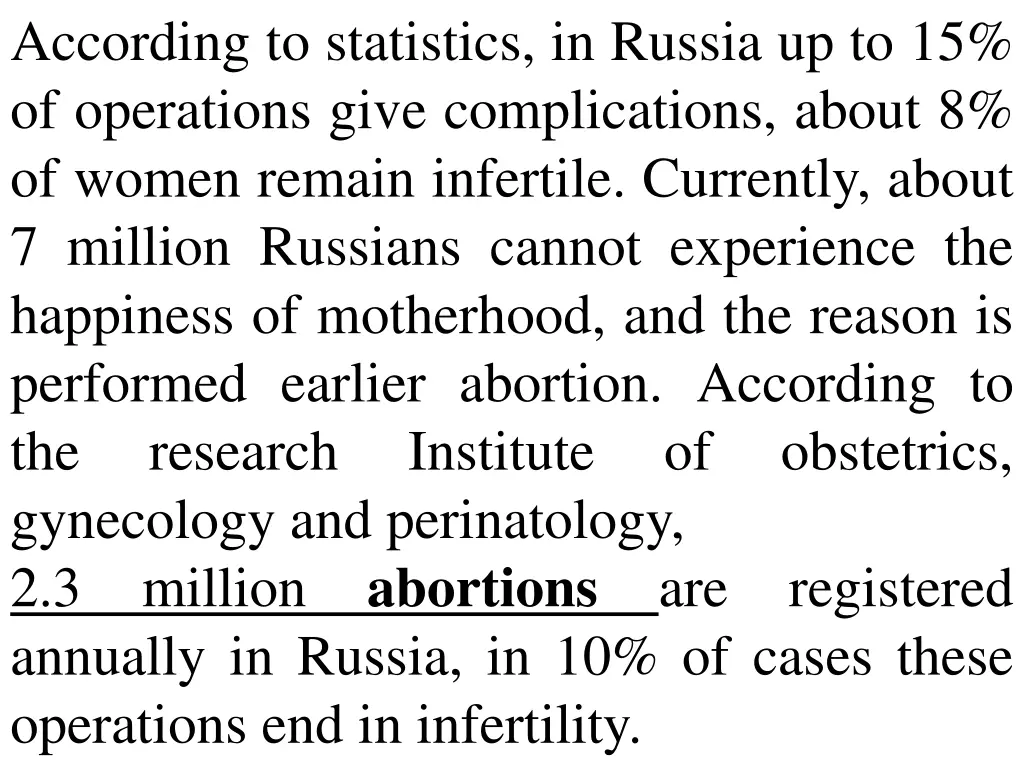 according to statistics in russia