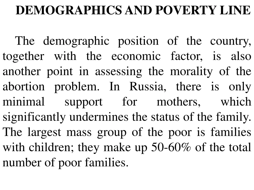 demographics and poverty line