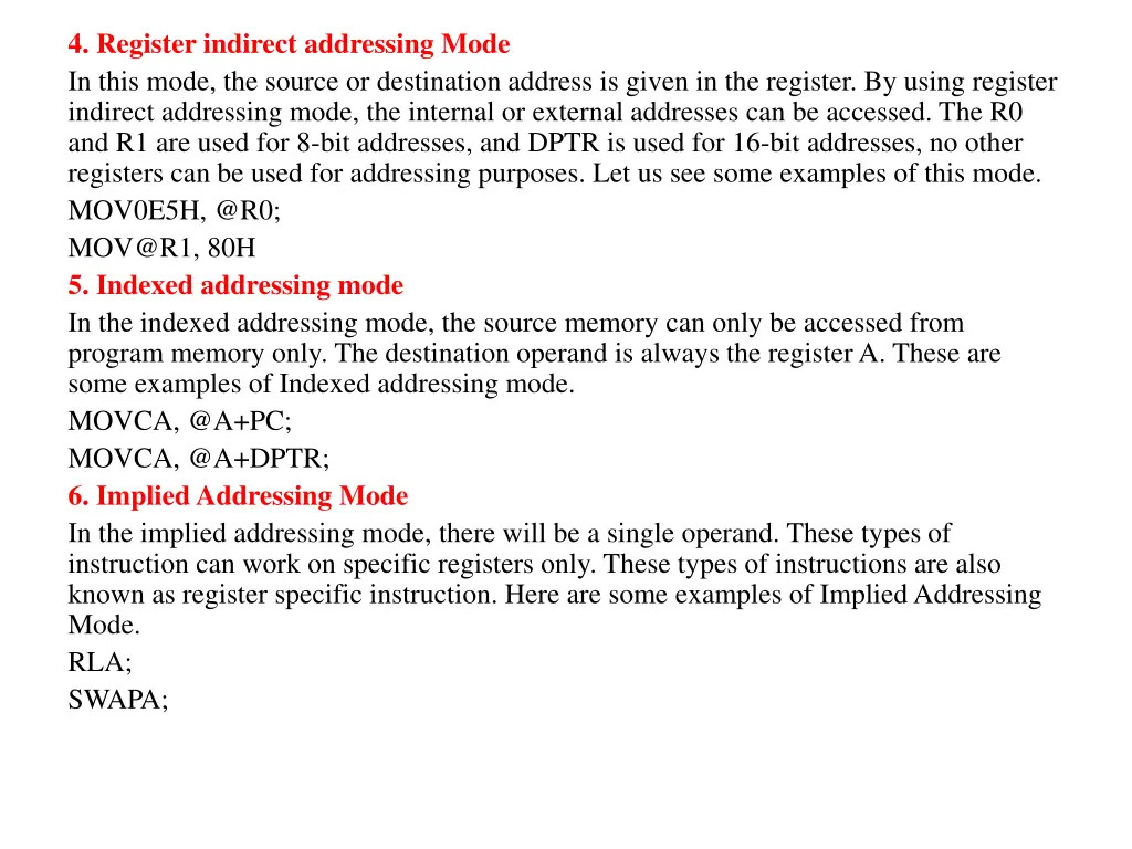 4 register indirect addressing mode in this mode